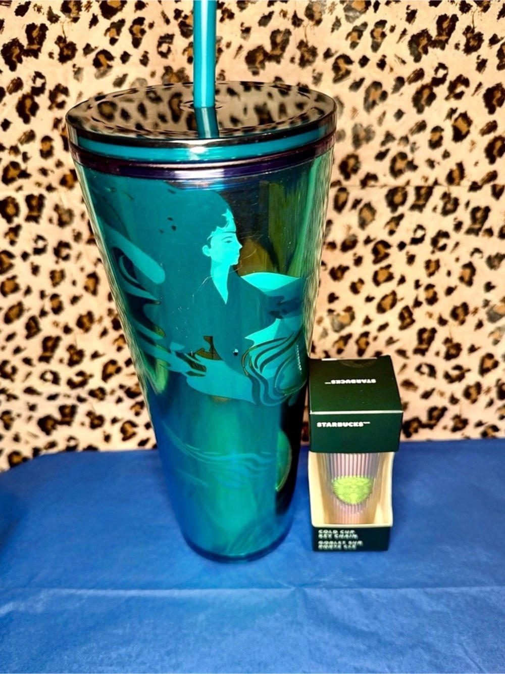 Starbucks Iridescent Siren Mermaid 24oz Tumbler & Cold Cup Keychain Bundle NWT